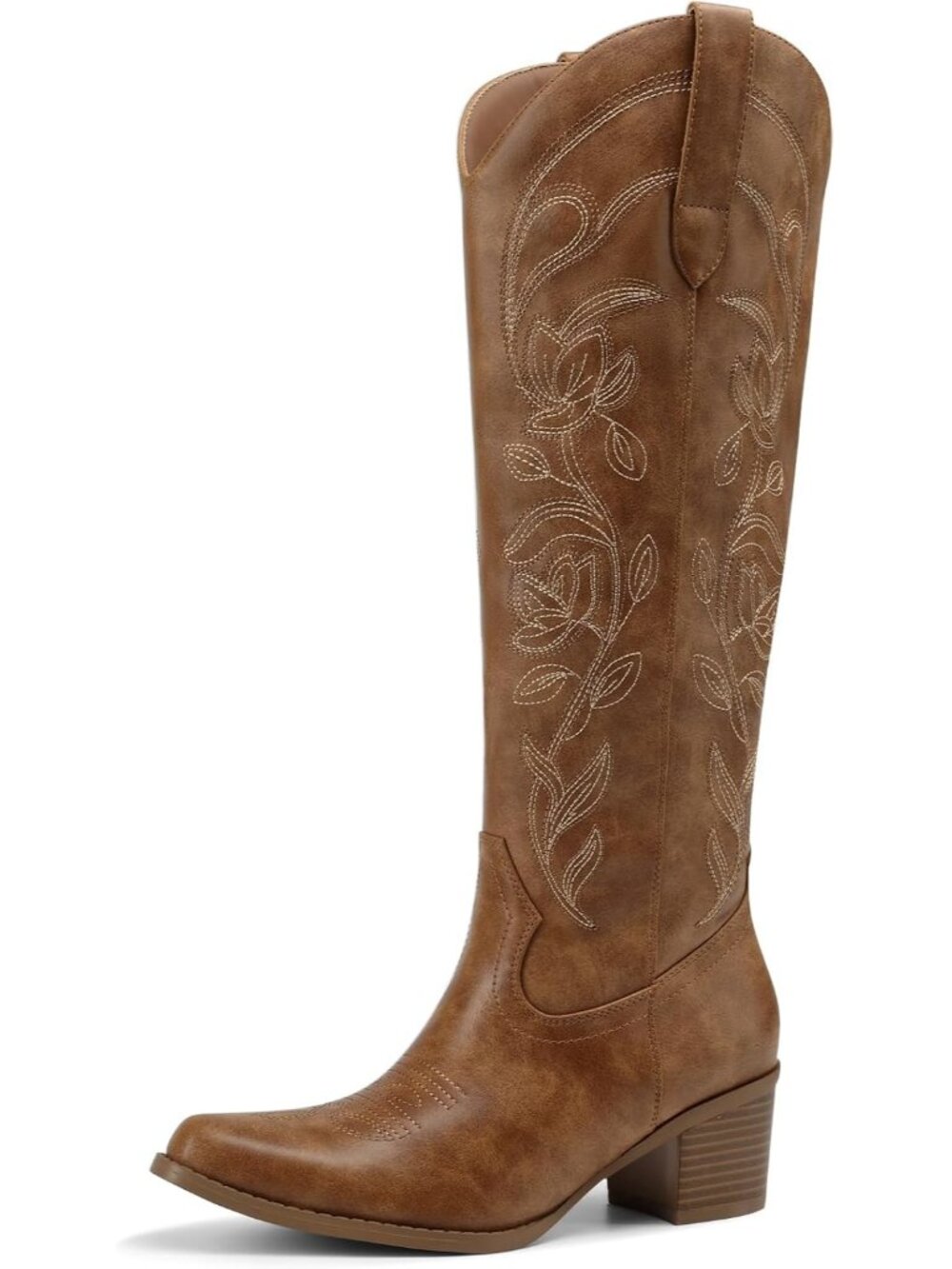 Women’s Brown Cowboy Knee High Boots Western Cowgirl Riding Boots